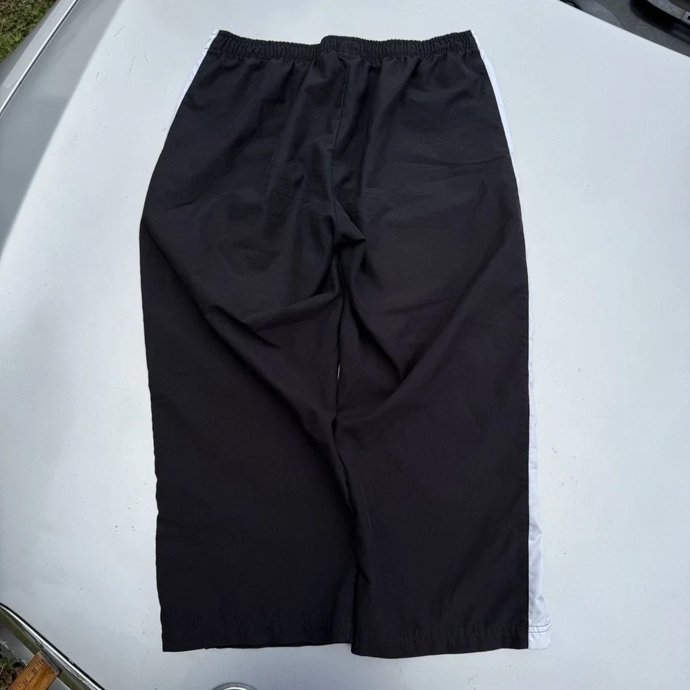 00s Nike Track Pants Striped Poly Sweatpants Size LG 10/12 Black/white Classic